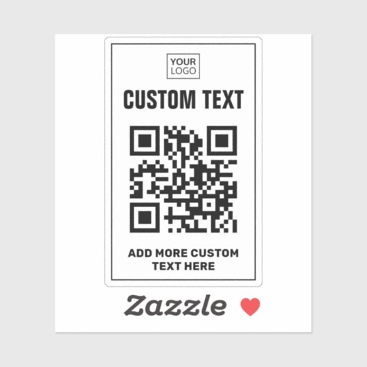 Aangepaste logo, QR-code en tekstwit Sticker (Vel)