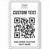 Aangepaste logo, QR-code en tekstwit Sticker (Voorkant)