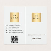 Aangepaste logo Qr-code foto social media merkkleu Visitekaartje (Buitenkant ongevouwen)