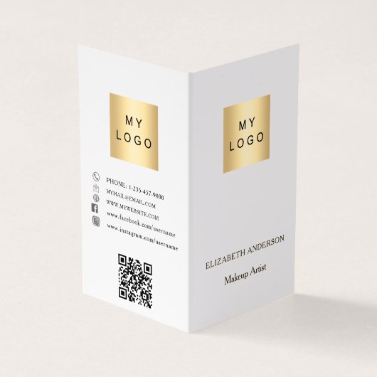 Aangepaste logo Qr-code foto social media merkkleu Visitekaartje (Buitenkant)