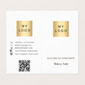 Aangepaste logo Qr code foto social media wit Visitekaartje (Buitenkant ongevouwen)