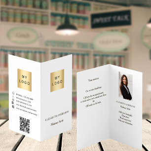 Aangepaste logo Qr code foto social media wit Visitekaartje