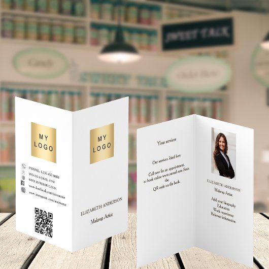 Aangepaste logo Qr code foto social media wit Visitekaartje