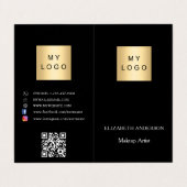 Aangepaste logo Qr code foto social media zwart Visitekaartje (Buitenkant ongevouwen)