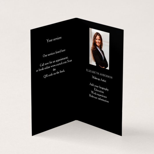 Aangepaste logo Qr code foto social media zwart Visitekaartje (Binnen)