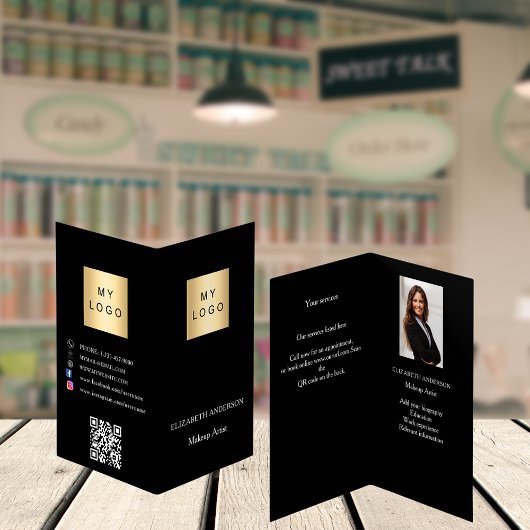 Aangepaste logo Qr code foto social media zwart Visitekaartje