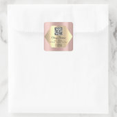 Aangepaste Logo QR-code Gold Lijst Naam Roos Vierkante Sticker (Tas)