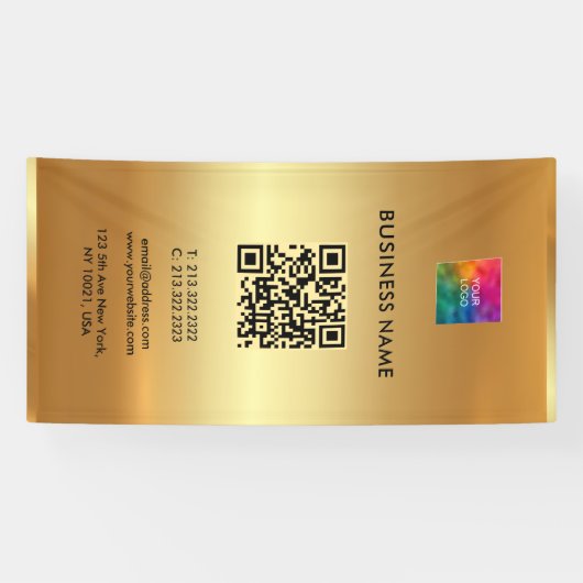 Aangepaste Logo QR Code Gold Outdoor Vertical Spandoek (Horizontaal)