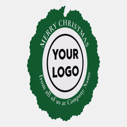 Aangepaste Logo QR Code Groen Wit Gingham Kerst Ornament Kaart (Rechts)