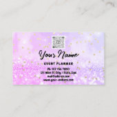 Aangepaste Logo QR-code holografisch glitter roze Afsprakenkaartje (Achterkant)