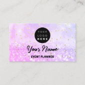 Aangepaste Logo QR-code holografisch glitter roze Afsprakenkaartje (Voorkant)