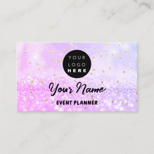 Aangepaste Logo QR-code holografisch glitter roze Afsprakenkaartje (Voorkant)