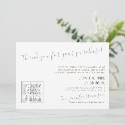 Aangepaste logo QR-code Kandle Care Instruction Bedankkaart (Staand voorkant)