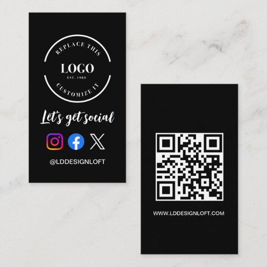 Aangepaste logo QR-code Let's Get Social Media-web Visitekaartje (Voorkant / Achterkant)