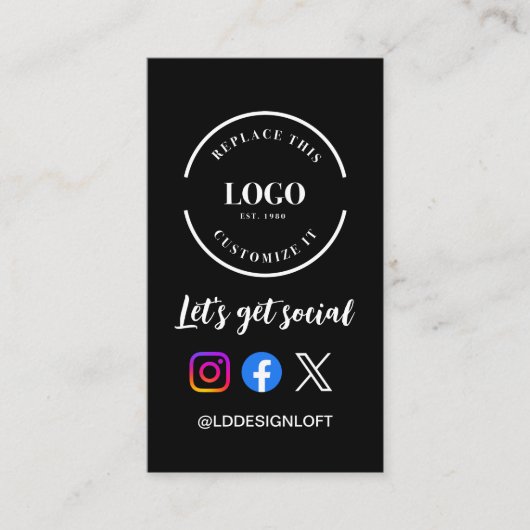 Aangepaste logo QR-code Let's Get Social Media-web Visitekaartje (Voorkant)