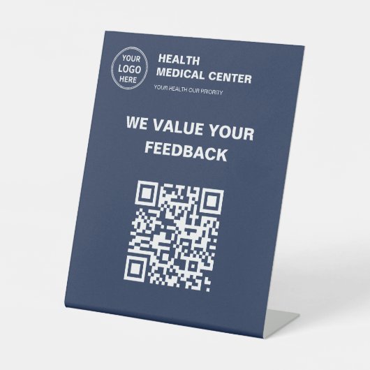 Aangepaste Logo QR-code Medische kliniek Reclamebord Met Voetstuk (Voorkant)