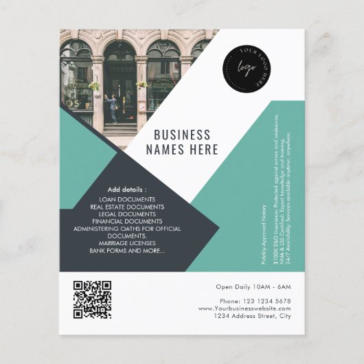 Aangepaste Logo & QR Code Modern Eenvoudig Profess Flyer (Voorkant)