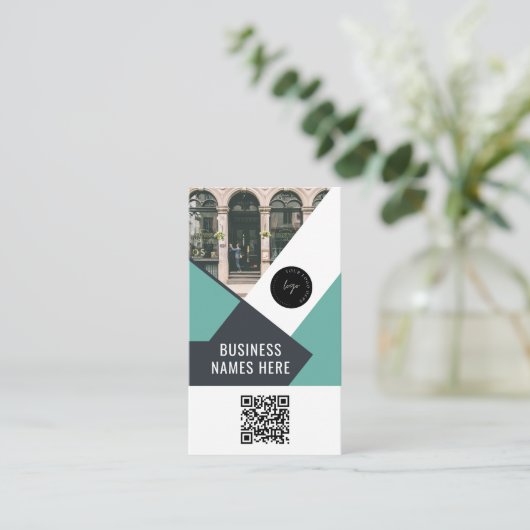 Aangepaste Logo & QR Code Modern Eenvoudig Profess Visitekaartje (Staand voorkant)