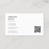 Aangepaste Logo QR Code Modern Eenvoudig Professio Visitekaartje (Achterkant)