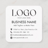 Aangepaste Logo QR Code Modern Minimalistisch Zwar Vierkante Visitekaartje (Voorkant)