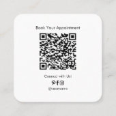 Aangepaste Logo QR Code Modern Minimalistisch Zwar Vierkante Visitekaartje (Achterkant)