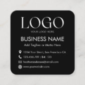 Aangepaste Logo QR Code Modern Minimalistisch Zwar Vierkante Visitekaartje (Voorkant)