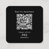Aangepaste Logo QR Code Modern Minimalistisch Zwar Vierkante Visitekaartje (Achterkant)