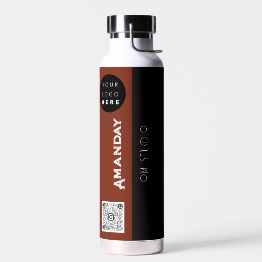 Aangepaste Logo Qr-code Naam Bruin zwart Waterfles (Links)