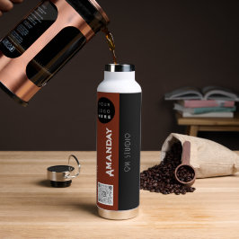 Aangepaste Logo Qr-code Naam Bruin zwart Waterfles