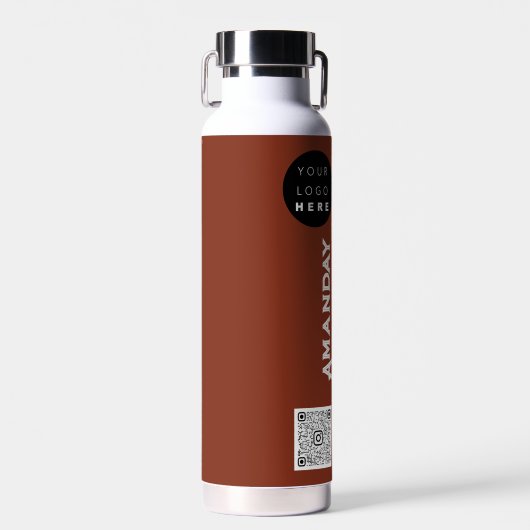 Aangepaste Logo Qr-code Naam Bruin zwart Waterfles (Voorkant)