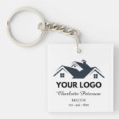 Aangepaste Logo & QR Code Onroerend goed Sleutelhanger (Voorkant)