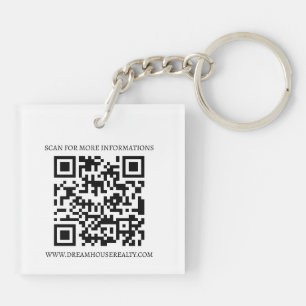 Aangepaste Logo & QR Code Onroerend goed Sleutelhanger