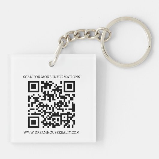 Aangepaste Logo & QR Code Onroerend goed Sleutelhanger (Achterkant)