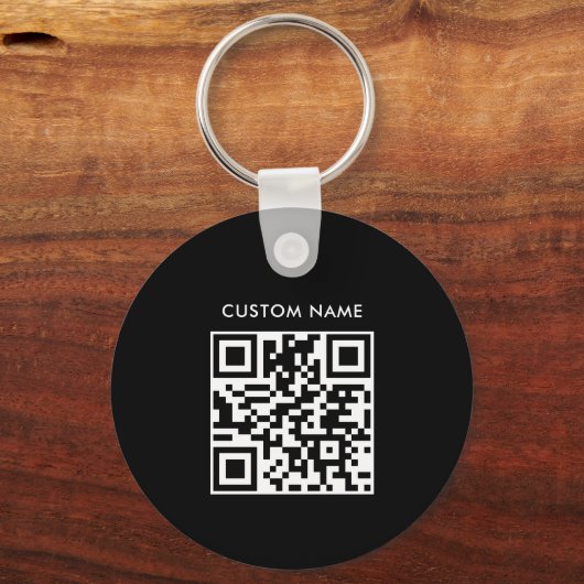 Aangepaste Logo & QR-code op Black Company Busines Sleutelhanger (Achterkant)