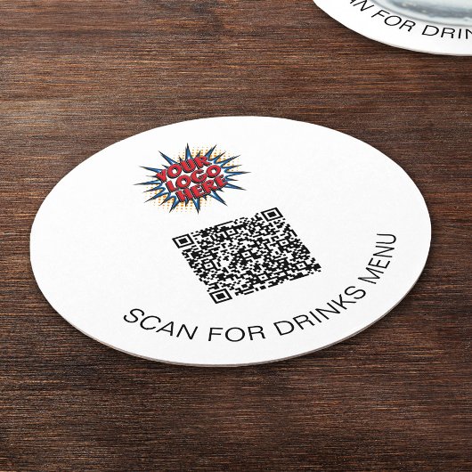 Aangepaste Logo & QR Code Papier Drinken Onderzett Ronde Kartonnen Onderzetter