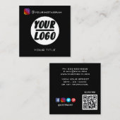Aangepaste logo | QR-code | Pictogrammen voor soci Vierkante Visitekaartje (Voorkant / Achterkant)