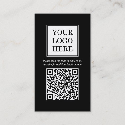 Aangepaste Logo QR-code Professional zwart wit Visitekaartje (Achterkant)