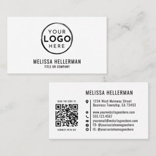 Aangepaste Logo QR Code Professioneel Wit Visitekaartje