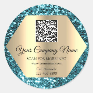 Aangepaste Logo QR-code Promotie Blauwgroen glitte Ronde Sticker