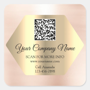 Aangepaste Logo QR-code Promotie Gold Online winke Vierkante Sticker