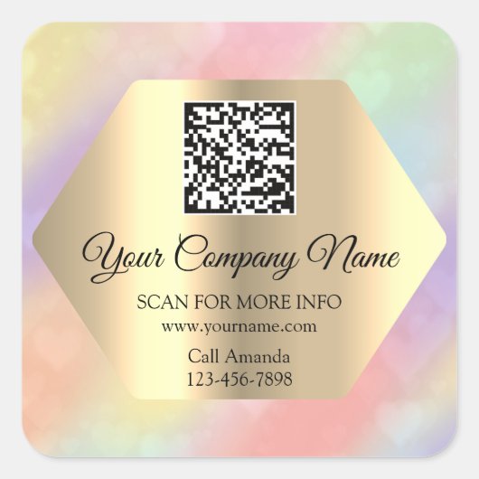 Aangepaste Logo QR-code Promotie-Roos holografisch Vierkante Sticker (Voorkant)