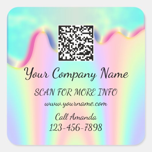 Aangepaste Logo QR-code promotiewinkelholografisch Vierkante Sticker (Voorkant)