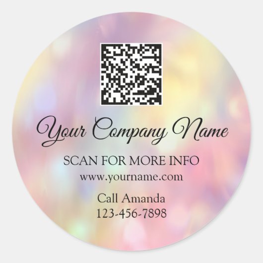 Aangepaste Logo QR-code promotionele Holograaf. Ro Ronde Sticker (Voorkant)
