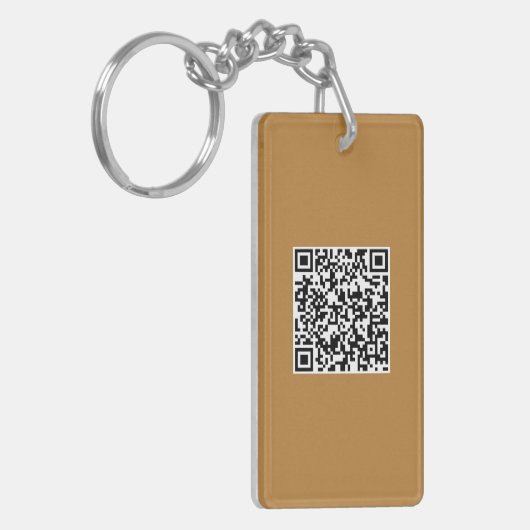 Aangepaste Logo & QR Code Rechthoek Sleutelhanger  (Voorkant Links)