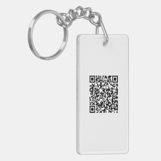 Aangepaste Logo & QR Code Rechthoek Sleutelhanger  (Voorkant Links)