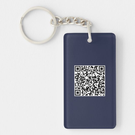 Aangepaste Logo & QR Code Rechthoek Sleutelhanger  (Voorkant)