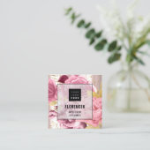 Aangepaste Logo QR CODE Roos Gold Floral Beauty Vierkante Visitekaartje (Staand voorkant)