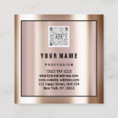 Aangepaste Logo QR CODE Roos Gold Formed Floral Vierkante Visitekaartje (Achterkant)