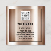 Aangepaste Logo QR CODE Roos Gold Green Ivory Vierkante Visitekaartje (Achterkant)