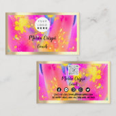 Aangepaste Logo QR Code Roze Gold Sociale Media Visitekaartje (Voorkant / Achterkant)